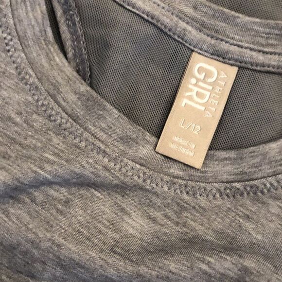 Athleta Girl Gray Tank Top with Mesh open back detail (L/12) - Picture 3 of 3